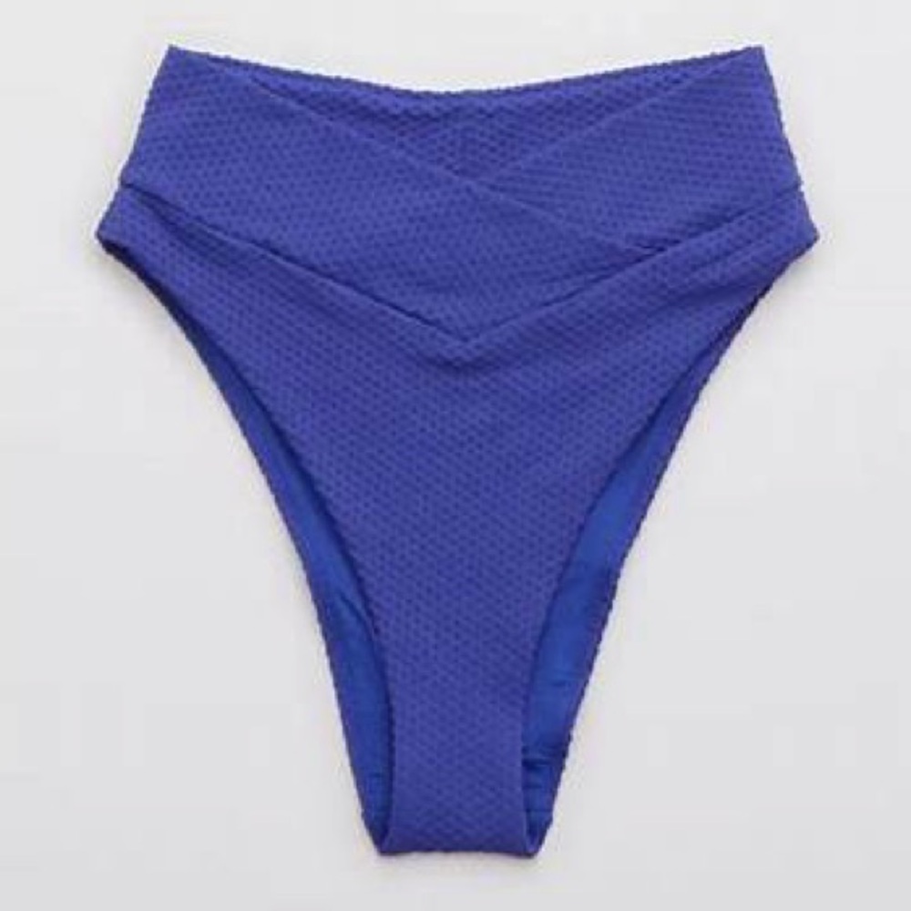 Aerie Women’s Textured Overlapped High Cut Cheeky Bikini Bottom Size XS NWT